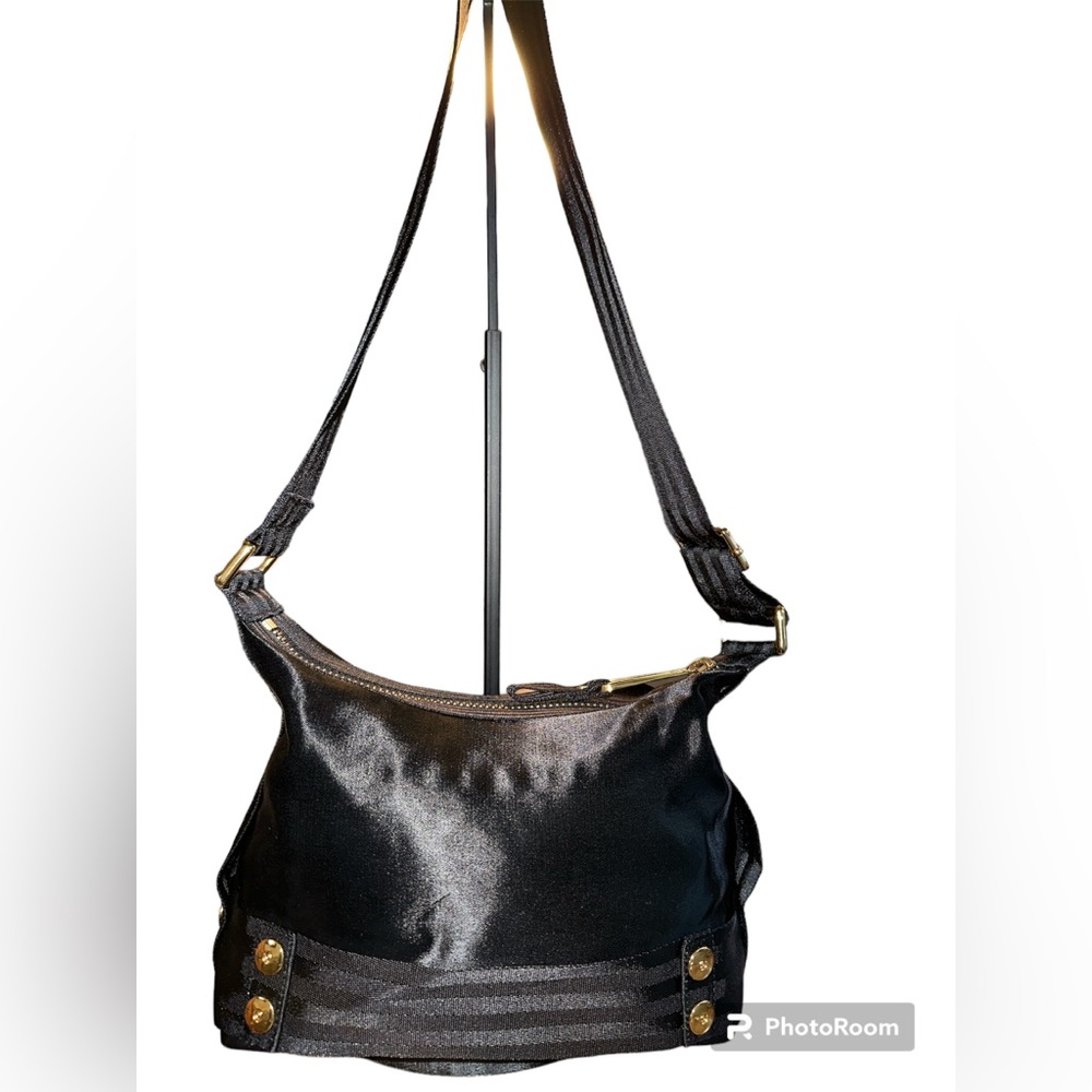 JUICY COUTURE Silk shoulder bag w/guitar strap & gold hardware! Pristine!